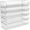 Global Equipment Modular Wire Stacking Bin Basket Rack, 48"W x 20"D x 45"H, 5 Wire Bins 339028